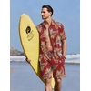 image:imageEkouaer Mens Hawaiian Shirt and Shorts Sets 2 Piece Beach Outfits Button Down Summer Pajamas Set Vacation Lounge Sets XSXXLRed Hawaiian Leaves