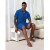 image:imageEkouaer Mens Hawaiian Shirt and Shorts Sets 2 Piece Beach Outfits Button Down Summer Pajamas Set Vacation Lounge Sets XSXXLRoyal Blue