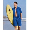image:imageEkouaer Mens Hawaiian Shirt and Shorts Sets 2 Piece Beach Outfits Button Down Summer Pajamas Set Vacation Lounge Sets XSXXLRoyal Blue