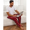 image:imageEkouaer Mens Pajama Pants Lightweight Loungewear Comfy Jogger Sleep Pant Long Pj Bottoms with Drawstring amp PocketsRed Plaid