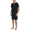 image:imageEkouaer Mens Pajama Set Short Sleeve V Neck 2 Piece Nightwear Shorts With Pockets Summer Sleepwear PJS for MenBlack