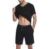 image:imageEkouaer Mens Pajama Set Short Sleeve V Neck 2 Piece Nightwear Shorts With Pockets Summer Sleepwear PJS for MenBlack