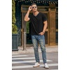 image:imageEkouaer Mens Pajama Set Short Sleeve V Neck 2 Piece Nightwear Shorts With Pockets Summer Sleepwear PJS for MenBlack