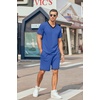 image:imageEkouaer Mens Pajama Set Short Sleeve V Neck 2 Piece Nightwear Shorts With Pockets Summer Sleepwear PJS for MenBlue