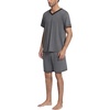 image:imageEkouaer Mens Pajama Set Short Sleeve V Neck 2 Piece Nightwear Shorts With Pockets Summer Sleepwear PJS for MenGrey