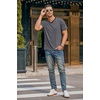 image:imageEkouaer Mens Pajama Set Short Sleeve V Neck 2 Piece Nightwear Shorts With Pockets Summer Sleepwear PJS for MenGrey