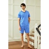image:imageEkouaer Mens Pajama Set Short Sleeve V Neck 2 Piece Nightwear Shorts With Pockets Summer Sleepwear PJS for MenLight Blue