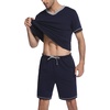 image:imageEkouaer Mens Pajama Set Short Sleeve V Neck 2 Piece Nightwear Shorts With Pockets Summer Sleepwear PJS for MenNavy Blue