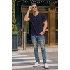 image:imageEkouaer Mens Pajama Set Short Sleeve V Neck 2 Piece Nightwear Shorts With Pockets Summer Sleepwear PJS for MenNavy Blue