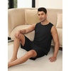 image:imageEkouaer Mens Pajamas Set Workout Tank Top Pjs Sets with Shorts 2 Piece Soft Sleeveless Casual Sleep Shirts Loungewear SXXLA Black