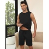 image:imageEkouaer Mens Pajamas Set Workout Tank Top Pjs Sets with Shorts 2 Piece Soft Sleeveless Casual Sleep Shirts Loungewear SXXLA Black