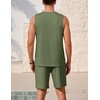 image:imageEkouaer Mens Pajamas Set Workout Tank Top Pjs Sets with Shorts 2 Piece Soft Sleeveless Casual Sleep Shirts Loungewear SXXLArmy Green