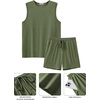 image:imageEkouaer Mens Pajamas Set Workout Tank Top Pjs Sets with Shorts 2 Piece Soft Sleeveless Casual Sleep Shirts Loungewear SXXLArmy Green