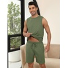 image:imageEkouaer Mens Pajamas Set Workout Tank Top Pjs Sets with Shorts 2 Piece Soft Sleeveless Casual Sleep Shirts Loungewear SXXLArmy Green