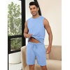 image:imageEkouaer Mens Pajamas Set Workout Tank Top Pjs Sets with Shorts 2 Piece Soft Sleeveless Casual Sleep Shirts Loungewear SXXLClear Blue