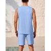 image:imageEkouaer Mens Pajamas Set Workout Tank Top Pjs Sets with Shorts 2 Piece Soft Sleeveless Casual Sleep Shirts Loungewear SXXLClear Blue