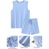 image:imageEkouaer Mens Pajamas Set Workout Tank Top Pjs Sets with Shorts 2 Piece Soft Sleeveless Casual Sleep Shirts Loungewear SXXLClear Blue