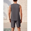 image:imageEkouaer Mens Pajamas Set Workout Tank Top Pjs Sets with Shorts 2 Piece Soft Sleeveless Casual Sleep Shirts Loungewear SXXLDark Flower Grey