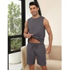 image:imageEkouaer Mens Pajamas Set Workout Tank Top Pjs Sets with Shorts 2 Piece Soft Sleeveless Casual Sleep Shirts Loungewear SXXLDark Flower Grey