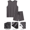 image:imageEkouaer Mens Pajamas Set Workout Tank Top Pjs Sets with Shorts 2 Piece Soft Sleeveless Casual Sleep Shirts Loungewear SXXLDark Flower Grey