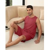 image:imageEkouaer Mens Pajamas Set Workout Tank Top Pjs Sets with Shorts 2 Piece Soft Sleeveless Casual Sleep Shirts Loungewear SXXLDark Red