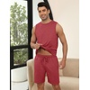 image:imageEkouaer Mens Pajamas Set Workout Tank Top Pjs Sets with Shorts 2 Piece Soft Sleeveless Casual Sleep Shirts Loungewear SXXLDark Red