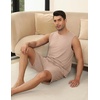 image:imageEkouaer Mens Pajamas Set Workout Tank Top Pjs Sets with Shorts 2 Piece Soft Sleeveless Casual Sleep Shirts Loungewear SXXLKhaki