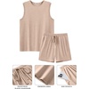 image:imageEkouaer Mens Pajamas Set Workout Tank Top Pjs Sets with Shorts 2 Piece Soft Sleeveless Casual Sleep Shirts Loungewear SXXLKhaki