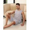 image:imageEkouaer Mens Pajamas Set Workout Tank Top Pjs Sets with Shorts 2 Piece Soft Sleeveless Casual Sleep Shirts Loungewear SXXLLight Grey
