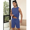 image:imageEkouaer Mens Pajamas Set Workout Tank Top Pjs Sets with Shorts 2 Piece Soft Sleeveless Casual Sleep Shirts Loungewear SXXLNavy Blue