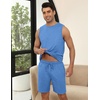 image:imageEkouaer Mens Pajamas Set Workout Tank Top Pjs Sets with Shorts 2 Piece Soft Sleeveless Casual Sleep Shirts Loungewear SXXLPeacock Blue
