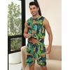 image:imageEkouaer Mens Pajamas Set Workout Tank Top Pjs Sets with Shorts 2 Piece Soft Sleeveless Casual Sleep Shirts Loungewear SXXLTropical Cheetah Print