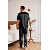 image:imageEkouaer Mens Silk Satin Pajama Set Short Sleeve Sleepwear Silky Loungewear with Long PantsBlack