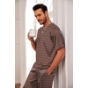 image:imageEkouaer Mens Silk Satin Pajama Set Short Sleeve Sleepwear Silky Loungewear with Long PantsGeometric Gold