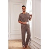 image:imageEkouaer Mens Silk Satin Pajama Set Short Sleeve Sleepwear Silky Loungewear with Long PantsGeometric Gold