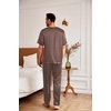 image:imageEkouaer Mens Silk Satin Pajama Set Short Sleeve Sleepwear Silky Loungewear with Long PantsGeometric Gold