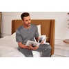 image:imageEkouaer Mens Silk Satin Pajama Set Short Sleeve Sleepwear Silky Loungewear with Long PantsPolka Dots White grey