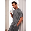 image:imageEkouaer Mens Silk Satin Pajama Set Short Sleeve Sleepwear Silky Loungewear with Long PantsPolka Dots White grey