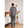 image:imageEkouaer Mens Silk Satin Pajama Set Short Sleeve Sleepwear Silky Loungewear with Long PantsPolka Dots White grey