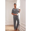 image:imageEkouaer Mens Silk Satin Pajama Set Short Sleeve Sleepwear Silky Loungewear with Long PantsPolka Dots White grey