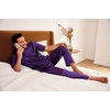 image:imageEkouaer Mens Silk Satin Pajama Set Short Sleeve Sleepwear Silky Loungewear with Long PantsPurple
