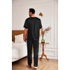 image:imageEkouaer Mens Silk Satin Pajama Set Short Sleeve Sleepwear Silky Loungewear with Long PantsStripe Black