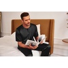 image:imageEkouaer Mens Silk Satin Pajama Set Short Sleeve Sleepwear Silky Loungewear with Long PantsStripe Black