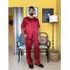 image:imageEkouaer Mens Silk Satin Pajama Set Short Sleeve Sleepwear Silky Loungewear with Long PantsWine Red