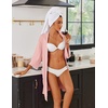 image:imageEkouaer Robes for Women Ribbed Knit Bathrobe Soft Lightweight Knee Length Kimono Robe Ladies Sleepwear with Pockets SXXLDark Pink