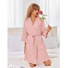 image:imageEkouaer Robes for Women Ribbed Knit Bathrobe Soft Lightweight Knee Length Kimono Robe Ladies Sleepwear with Pockets SXXLDark Pink