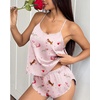 image:imageEkouaer Silk Pajamas Set for Women Satin Backless Lingerie Pjs Cami Top and Shorts NightwearPrintlove Pups