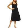 image:imageEkouaer Women Nightgowns Long Sleeveless Sleepshirt Soft Tank Sleepwear Full Slip Nightshirt Black XXL