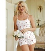 image:imageEkouaer Women Pajama Sets 2 Piece Cute Cami Sleepwear Lace Trim Pj Top Soft Summer Lounge Shorts Sexy Lingerie SXXLCherry