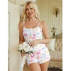 image:imageEkouaer Women Pajama Sets 2 Piece Cute Cami Sleepwear Lace Trim Pj Top Soft Summer Lounge Shorts Sexy Lingerie SXXLColorful Bows